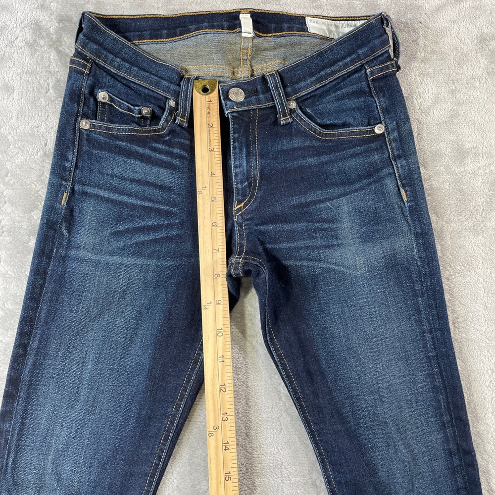 Rag Bone Jeans Skinny Womens 26 Blue Dark Wash Low Rise Whiskers Grunge Stretch - Picture 5 of 13